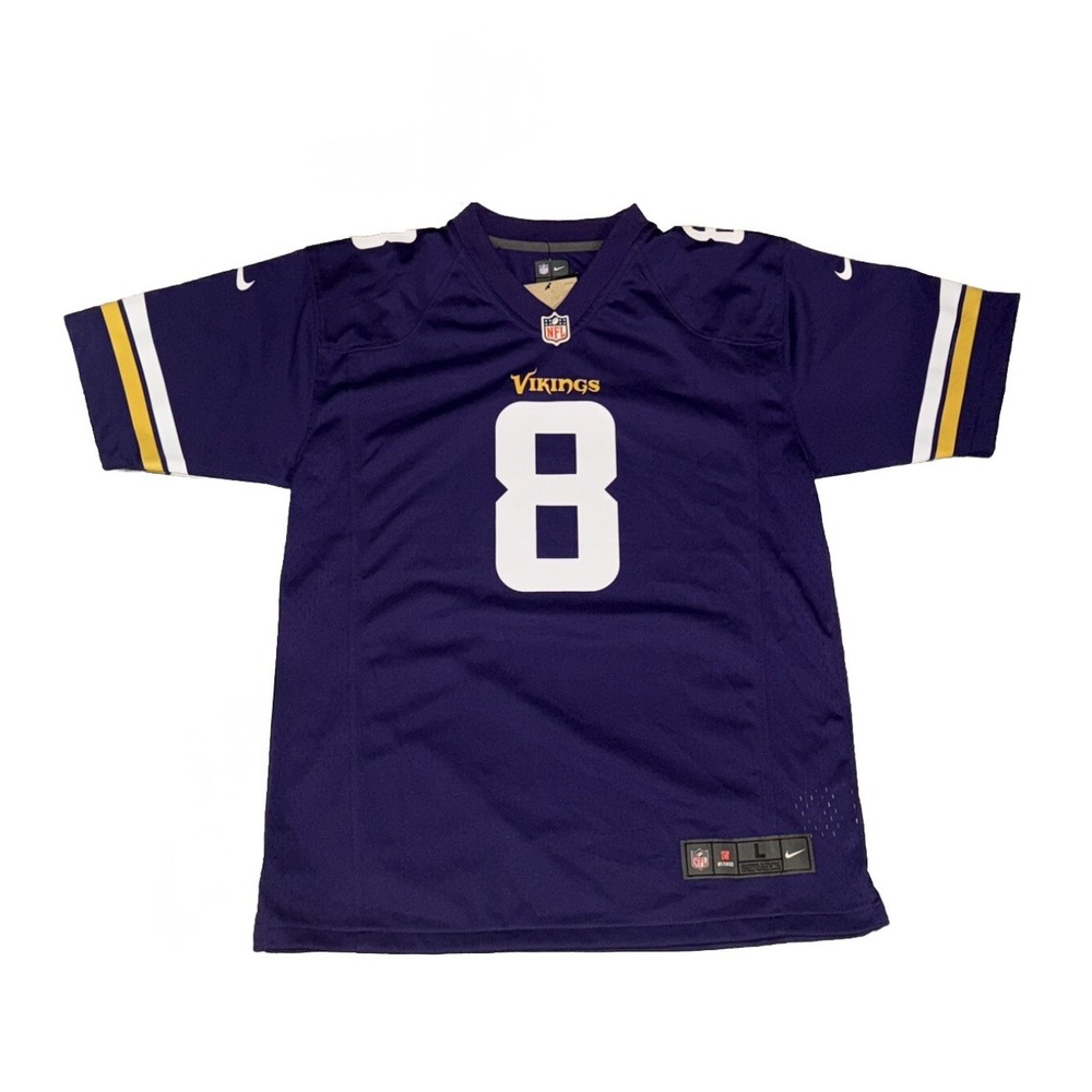 Nike Minnesota Vikings Jersey Youth Kids L Large Purple Kirk Cousins Game Team